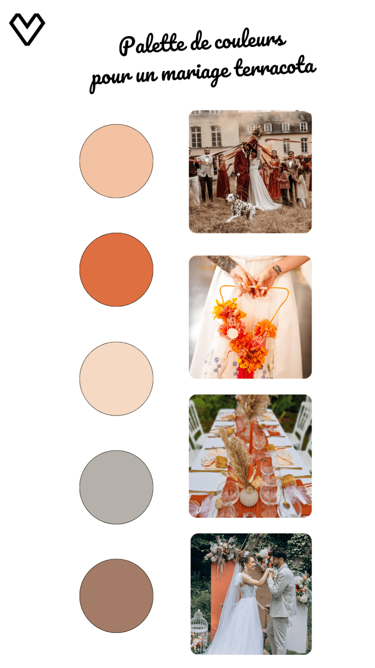 Tendances mariage 2025 Palette de teintes douces et naturelles pour un mariage bohème.